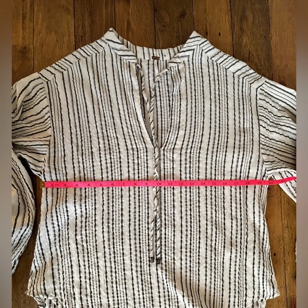 FREE PEOPLE Womens Bishop Sleeves Striped Tunic Blouse Pirate bohemian - Picture 11 of 13